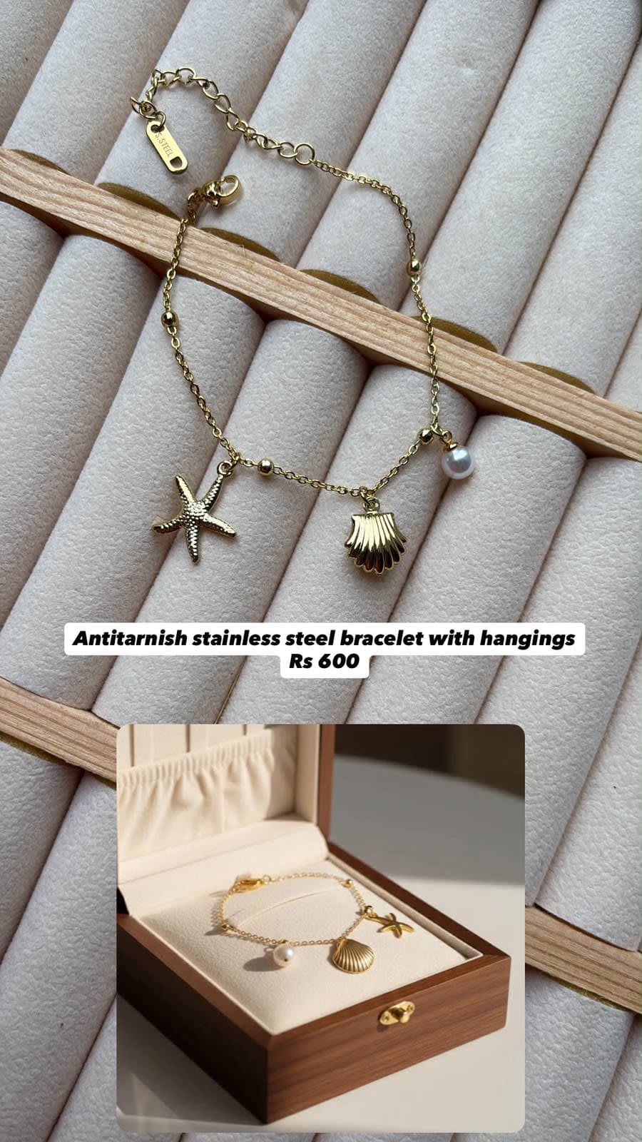 Sea Shells Bracelet with hangings - Antitarnish, Stainless Steel