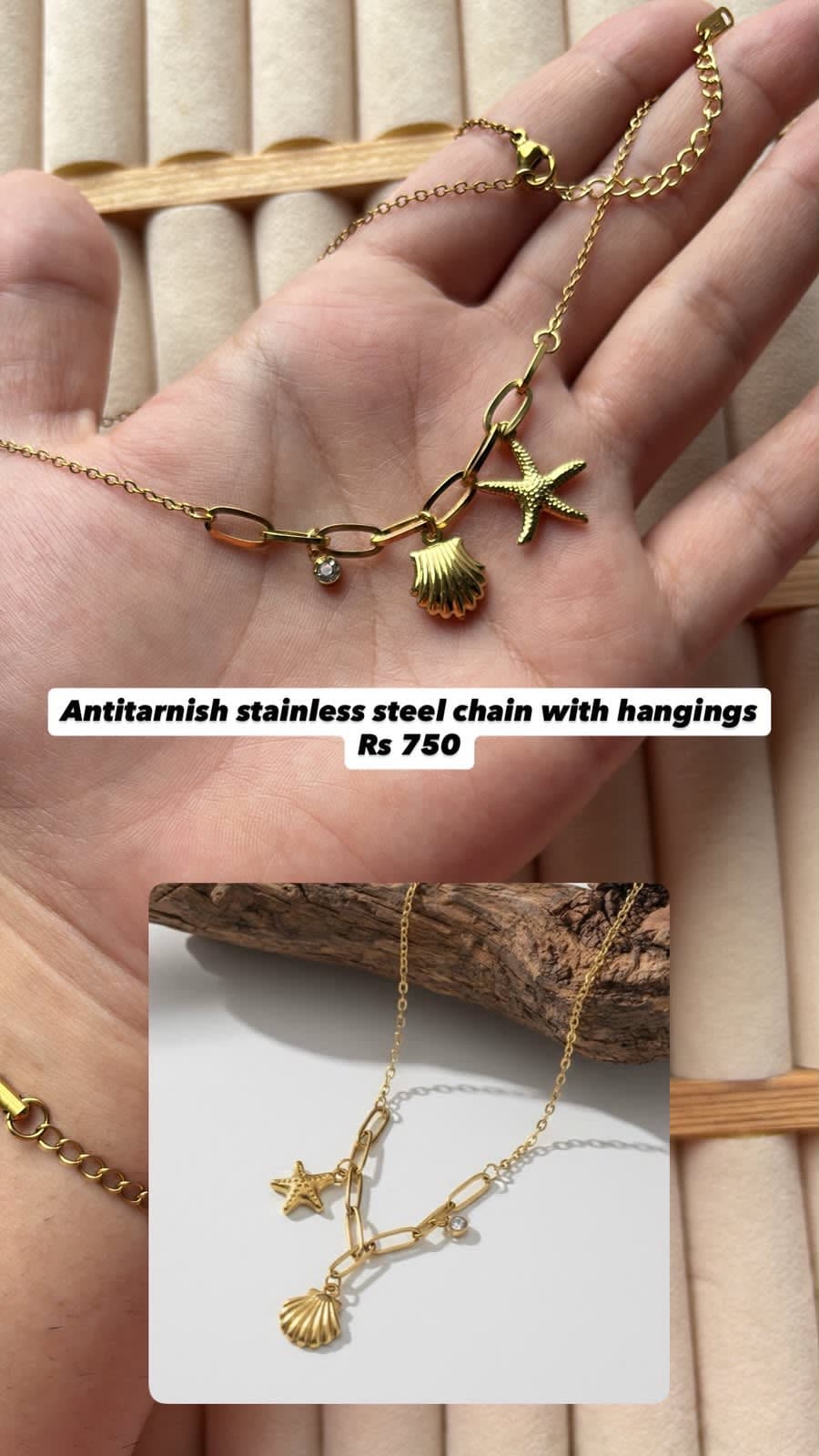Sea Shells Necklace with hangings - Antitarnish, Stainless Steel