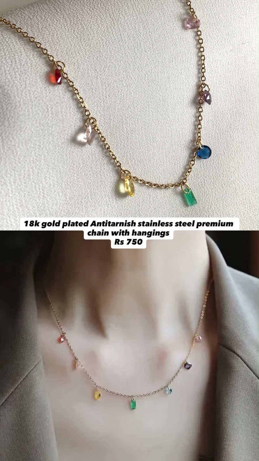 Multicolor premium chain with hangings - Antitarnish, Stainless steel
