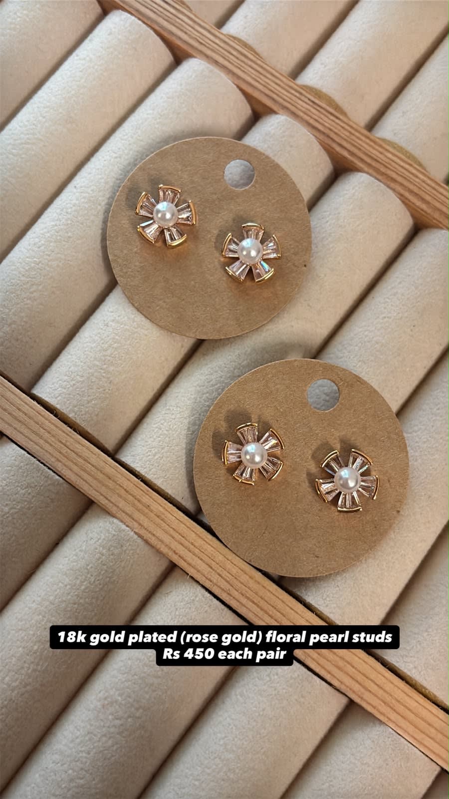Rose Gold Flower Studs - Antitarnish, Stainless Steel