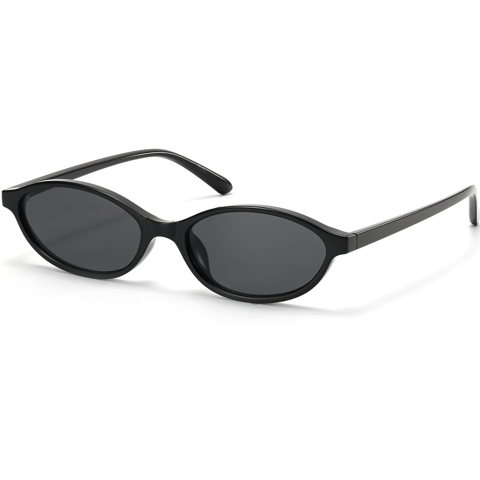 Black Oval Sunglasses With Dark Tinted Lenses