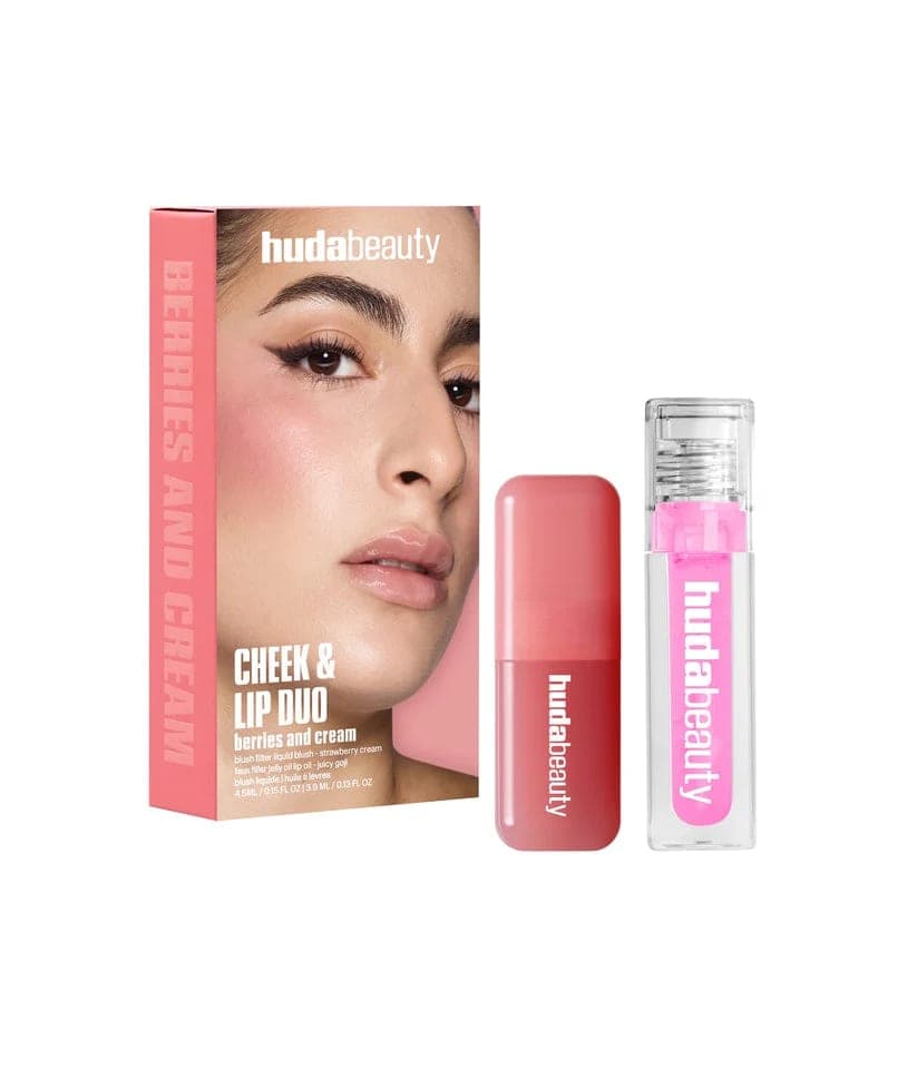 Huda Beauty Cheek & Lip Duo Strawberry Cream + Juicy Goji